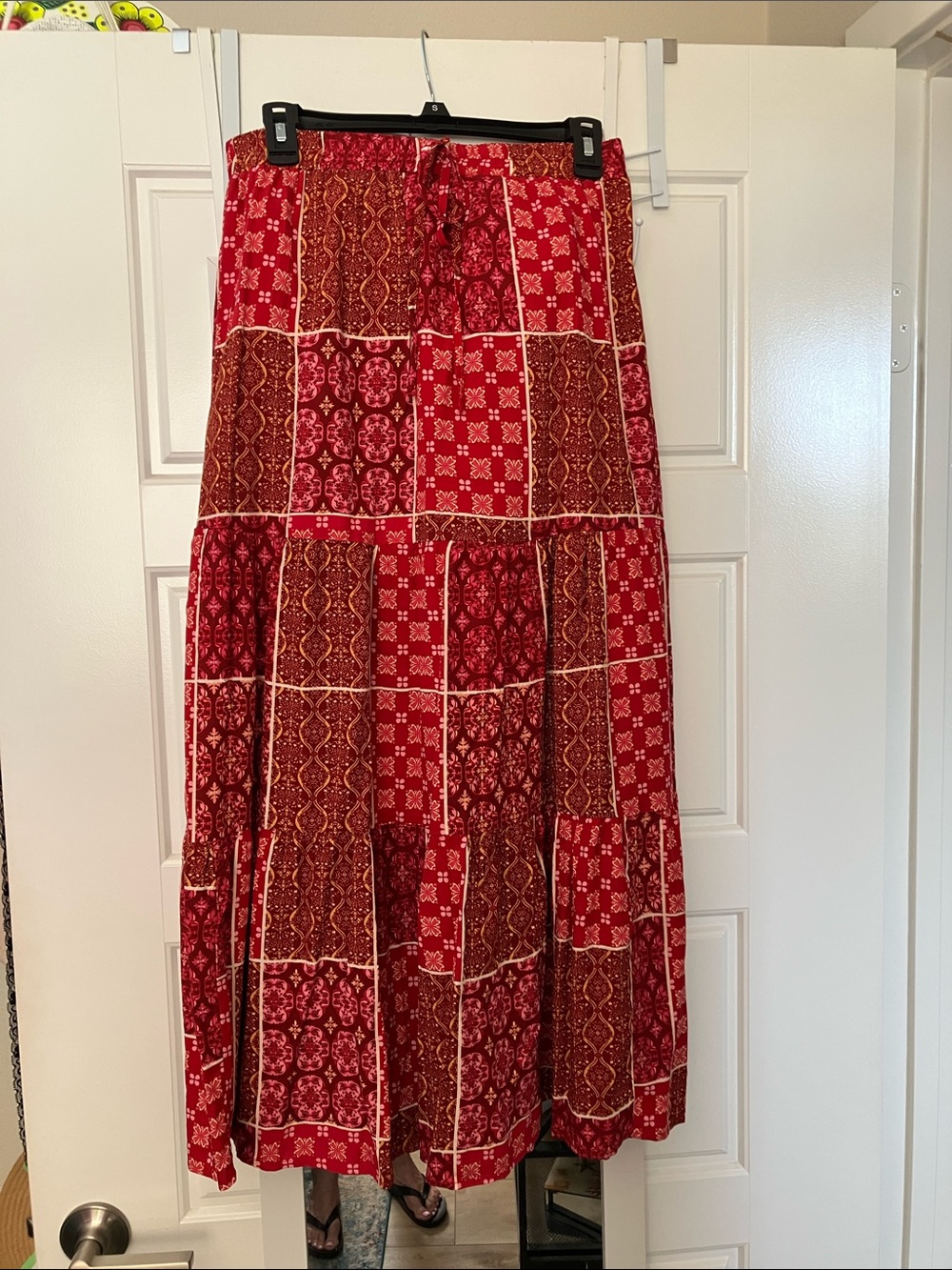 Kirundo Red Patchwork Maxi Skirt